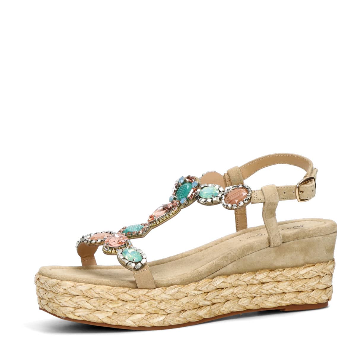 Alma en Pena dámske štýlové sandále s ozdobnými kamienkami - béžové ...