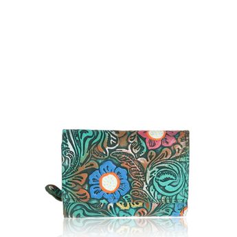 Mercucio dámska kožená peňaženka s kvetinovým vzorom - zelená