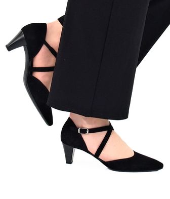 Gabor dámske semišové sandále na remienok - čierne