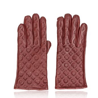 Guess dámske kožené rukavice - bordové
