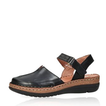Robel dámske kožené sandále na suchý zips - čierne