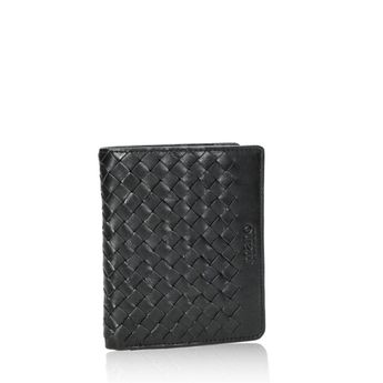 Mano pánska elegantná kožená peňaženka - čierna