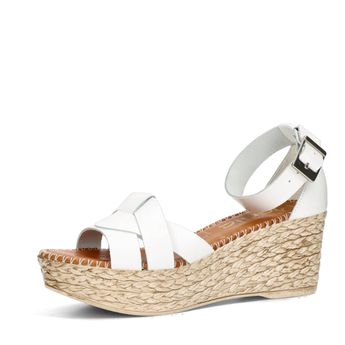 Marila dámske kožené sandále na remienok - biele
