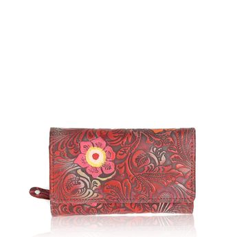 Mercucio dámska štýlová peňaženka s kvetinovým vzorom - červená
