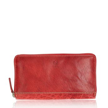 Poyem dámska kožená peňaženka na zips - červená