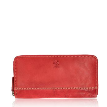 Poyem dámska kožená peňaženka na zips - červená